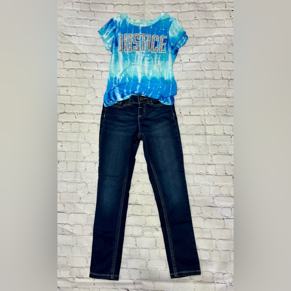 Girls Justice Outfit Jeans Tye Dye Top Size 8
